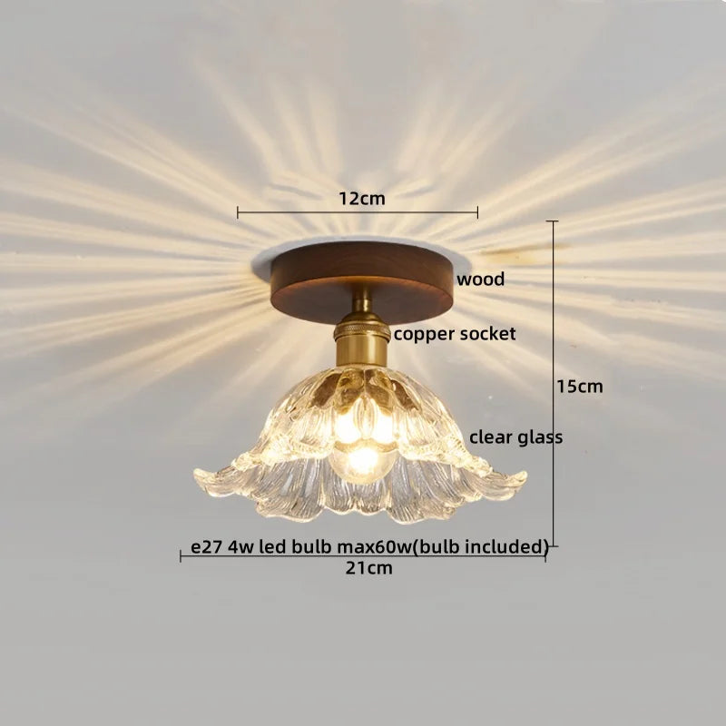 DecorBites™ Copper Wood LED Ceiling Lamp Modern Indoor Lighting Fixtures