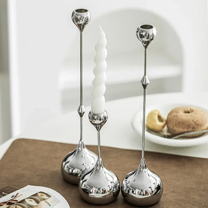 DecorBites™ حامل شمعدان على شكل قطرة ماء هندسية ذهبية، منظم مكتبي، قطع مركزية لحفلات الزفاف