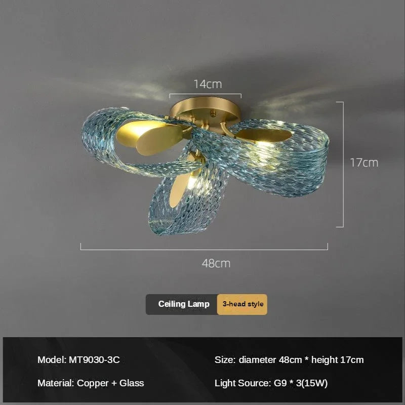 DecorBites™ ثريا سقف فاخرة بإضاءة LED على شكل أوراق النحاس للمنزل وغرفة النوم وغرفة الطعام