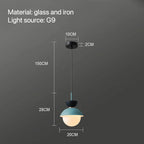 Nordic Glass Globe Pendant Light With Iron Finish