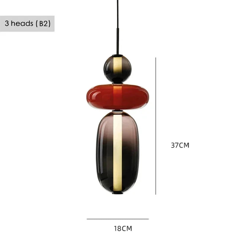 Italian Candy Glass Pendant Light in Black or White