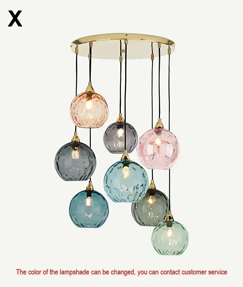 Modern Colorful Glass Pendant Light in Polished Chrome