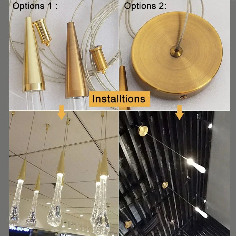 Post-Modern Crystal Teardrop Glass Pendant Light