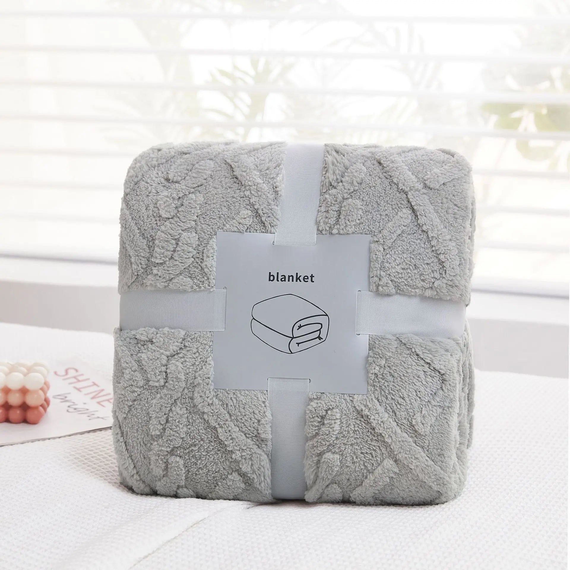 DecorBites™ Cozy Jacquard Plush Blanket: Soft Winter Sofa Throw, Office Travel Nap Shawl