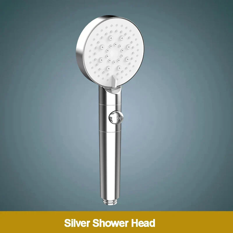 DecorBites™ 5-Function Shower Head with Stop Button, 10cm Panel, Silicone Gel Holes
