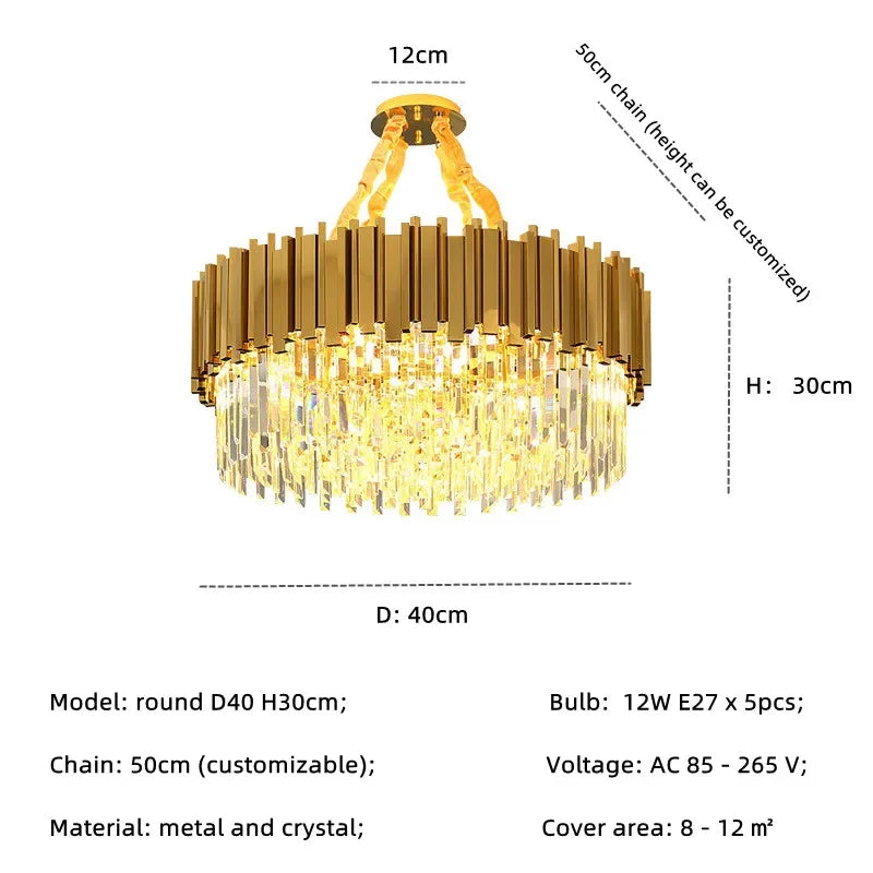أضواء قلادة كريستال LED ذهبية من DecorBites™ لغرفة الطعام - تركيبات تعليق داخلية مذهلة