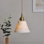 Japanese Ceramic Pendant Light With Polished Copper Finish