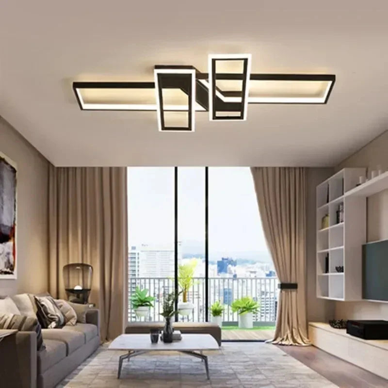 ثريات LED من DecorBites™ مزودة بجهاز تحكم عن بعد - مصباح سقف لامع باللون الأسود للمنزل