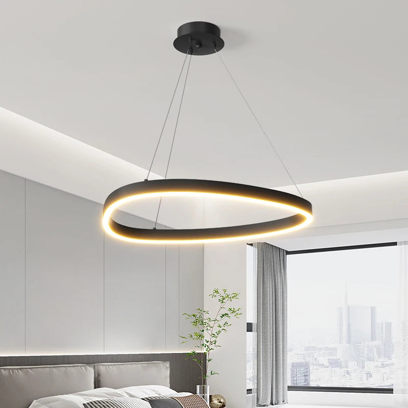 Modern White LED Ring Pendant Chandelier