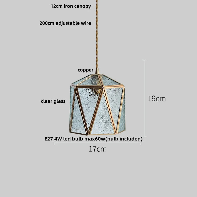 DecorBites™ Blue Glass LED Pendant Light Fixture Modern Nordic Wire Hanging Lamp