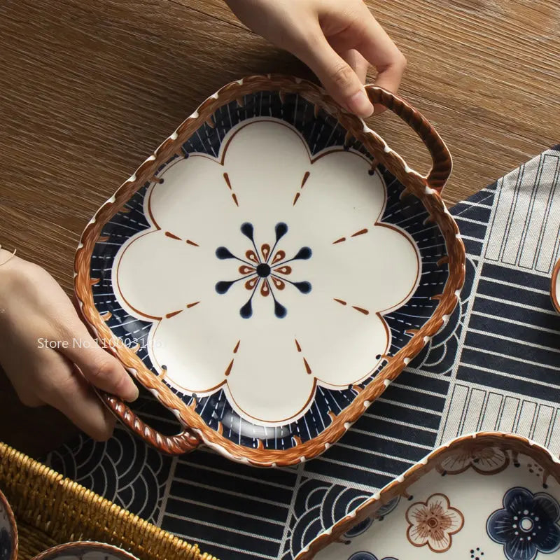 وعاء خبز سيراميك ياباني من DecorBites™ بمقبض للميكروويف والمعكرونة - قطعة واحدة