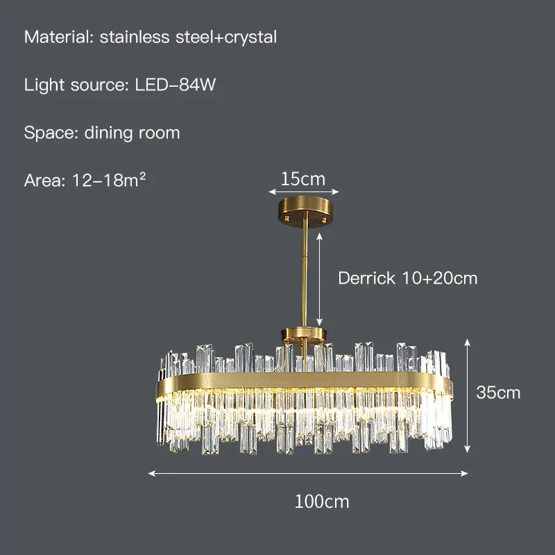 DecorBites™ Crystal Ceiling Chandelier: Nordic Light Luxury Round Villa Pendant for Living & Dining Rooms