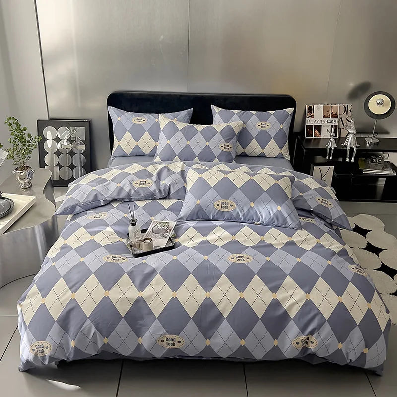 DecorBites™ 100% Cotton Geometric Printed Bed Set - Single Queen Size Bedding
