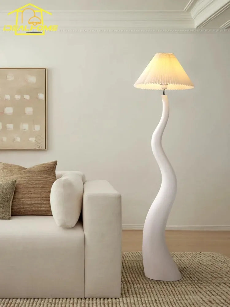 DecorBites™ Cream Resin Floor Lamp LED E27 for Stylish Living Room Decor & Lighting