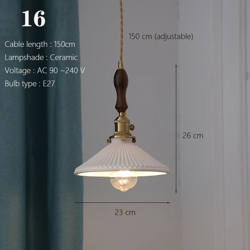 Japanese Ceramic Pendant Light With Copper Finish
