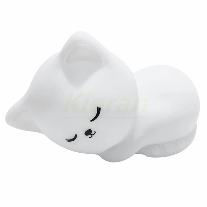 DecorBites™ Cat LED Night Light - USB Rechargeable, Seven Colors, Soft Silicone