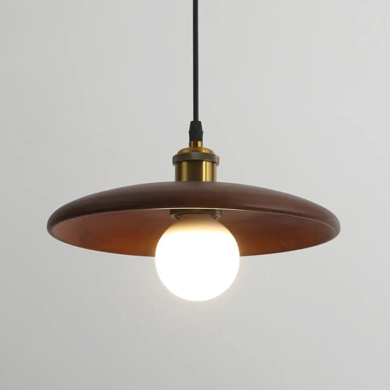 Solid Wood Pendant Light With Three-Color Dimming