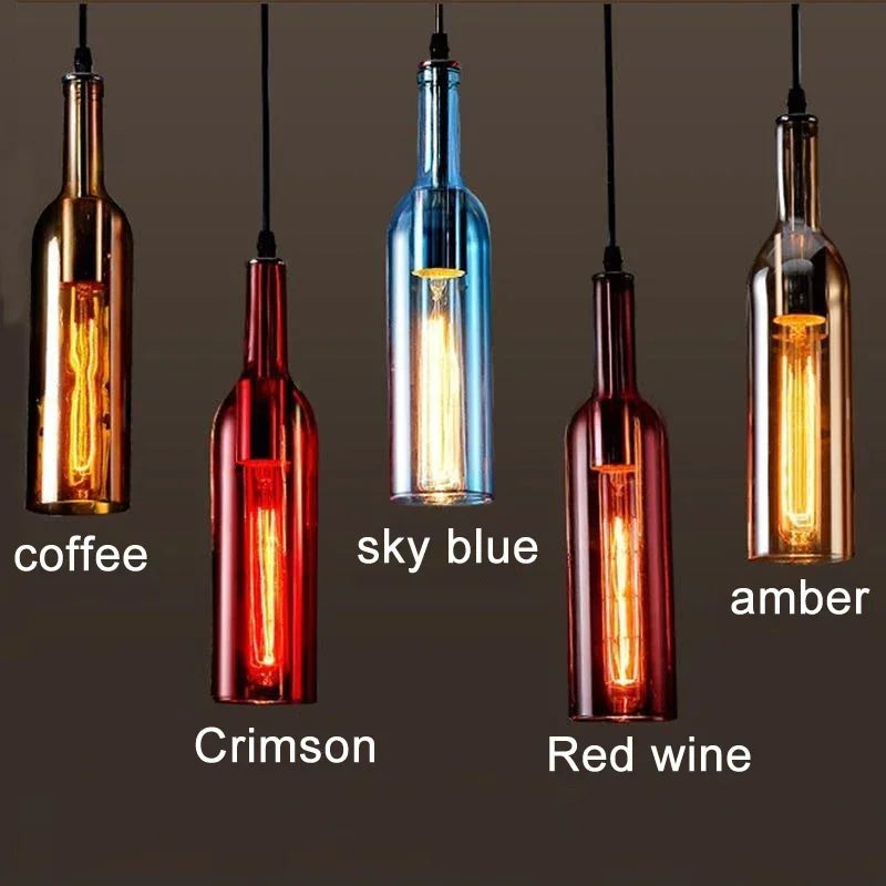 Nordic Glass Beer Bottle Pendant Light