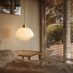 Nordic Cream Glass Pendant Light With Nickel Finish