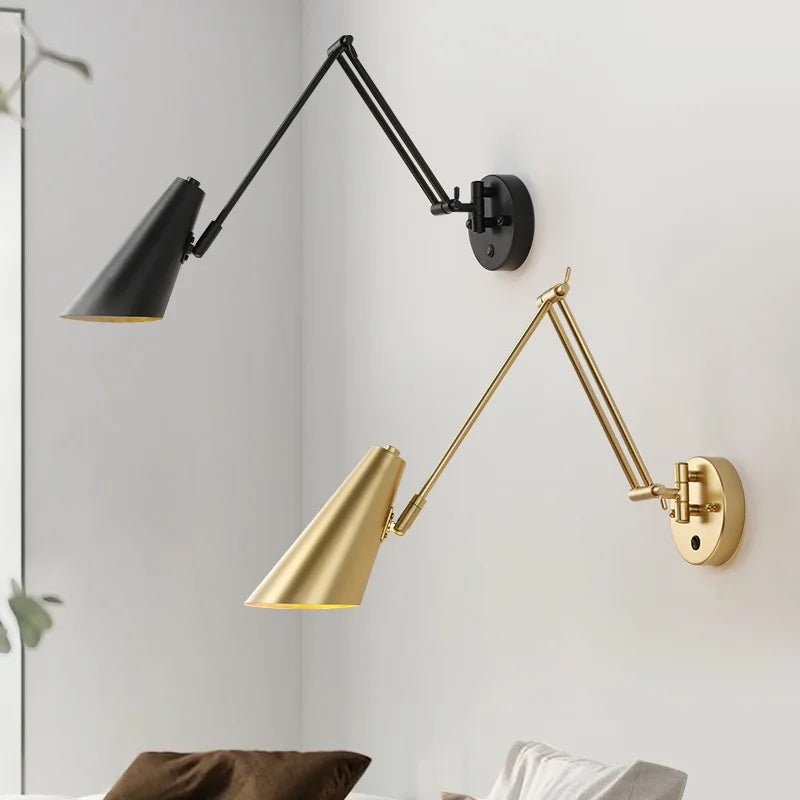 DecorBites™ Adjustable Swing Arm LED Wall Lamp Touch Sensor Sconce Lights