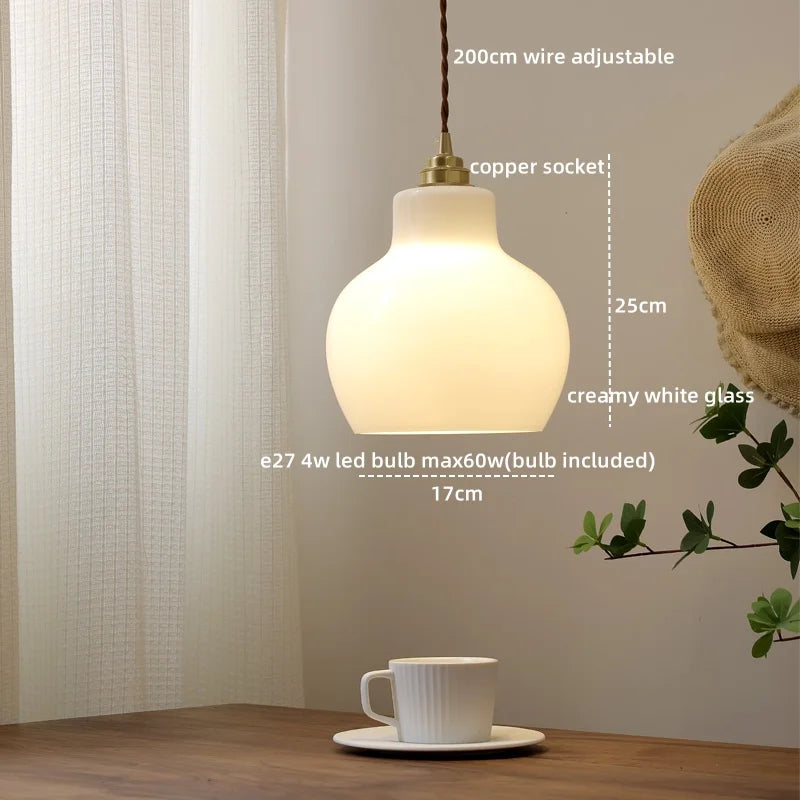 DecorBites™ Glass Copper LED Pendant Lamp for Dining Room, Nordic Modern Hanging Light Fixtures