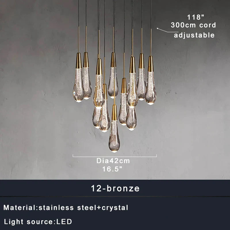 DecorBites™ Crystal Water-drop Ceiling Chandelier: Elegant Dining Table Lighting Fixture