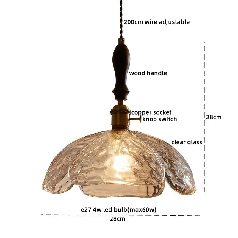 DecorBites™ Clear Glass Pendant Lamp Japanese Style LED Hanging Lights