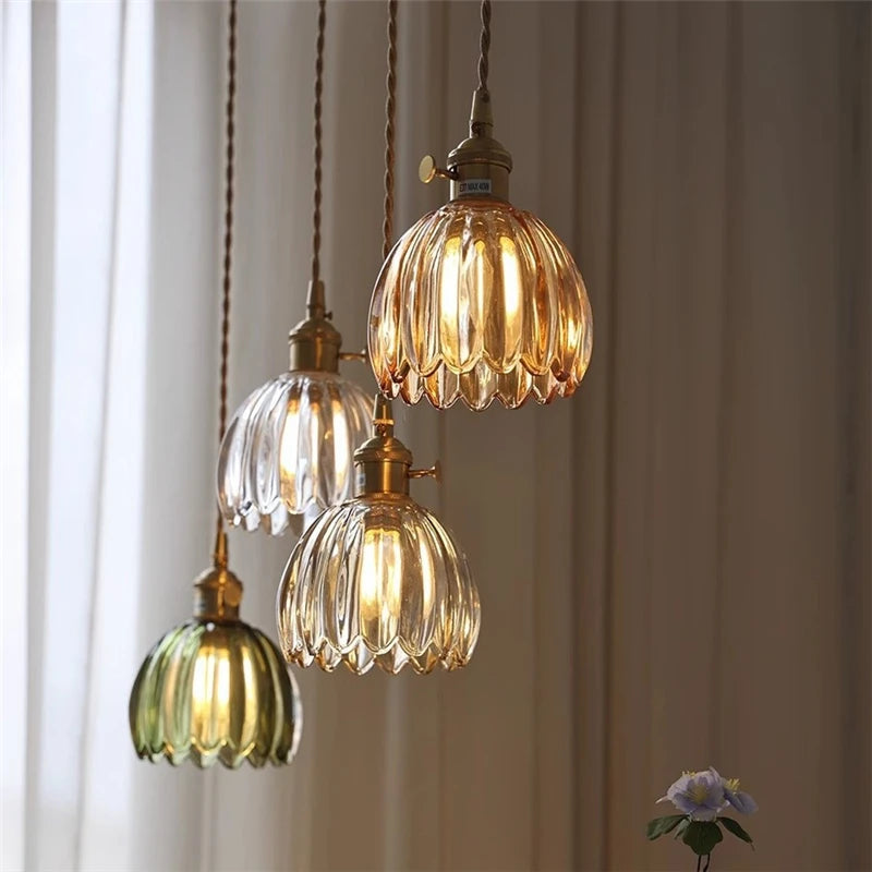 Vintage Champagne Glass Pendant Light With Iron Finish