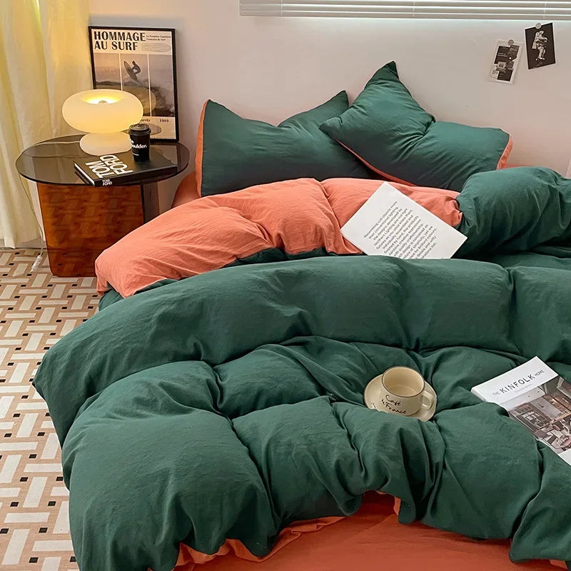 DecorBites™ Cotton Bedding Set: Soft Duvet Sheets, Pillowcases, Comforter Set - All Seasons Comfort