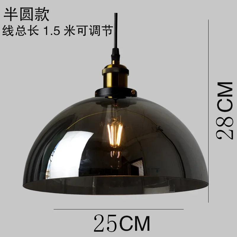 Retro Industrial Gray Glass Pendant Light