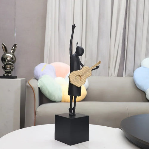 Sculptures en résine de guitaristes abstraits par DecorBites™ : Décoration d'instruments de musique pour la maison