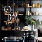 Nordic Clear Glass Globe Pendant Light in Chrome