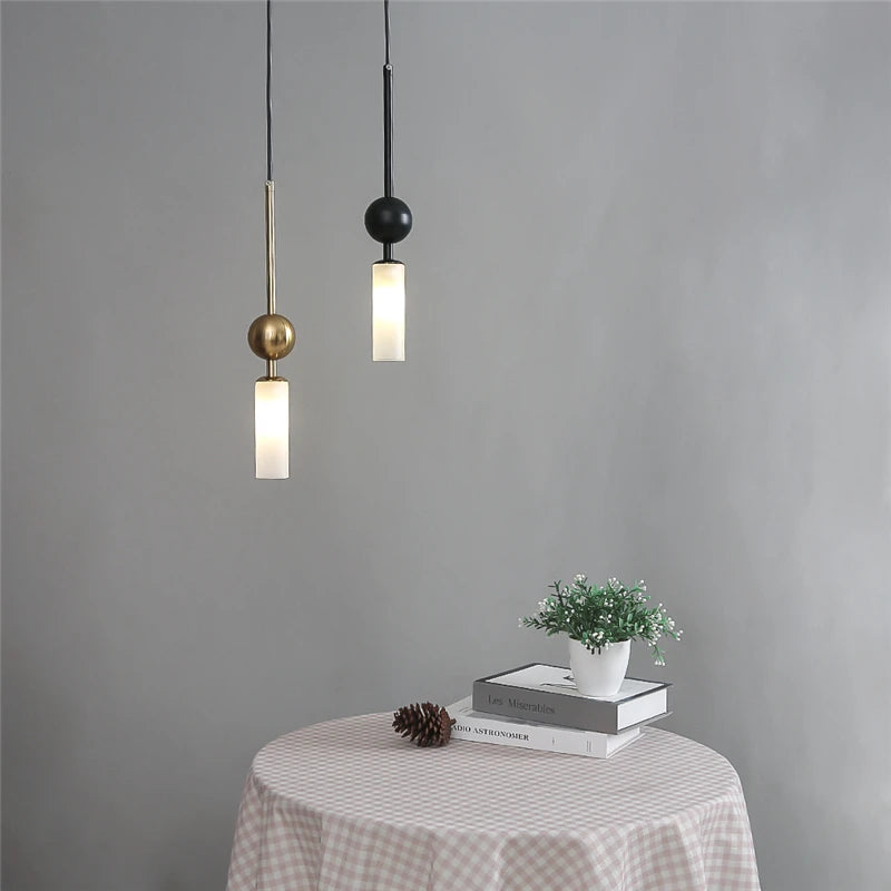 Nordic Gold and Black Glass Pendant Light