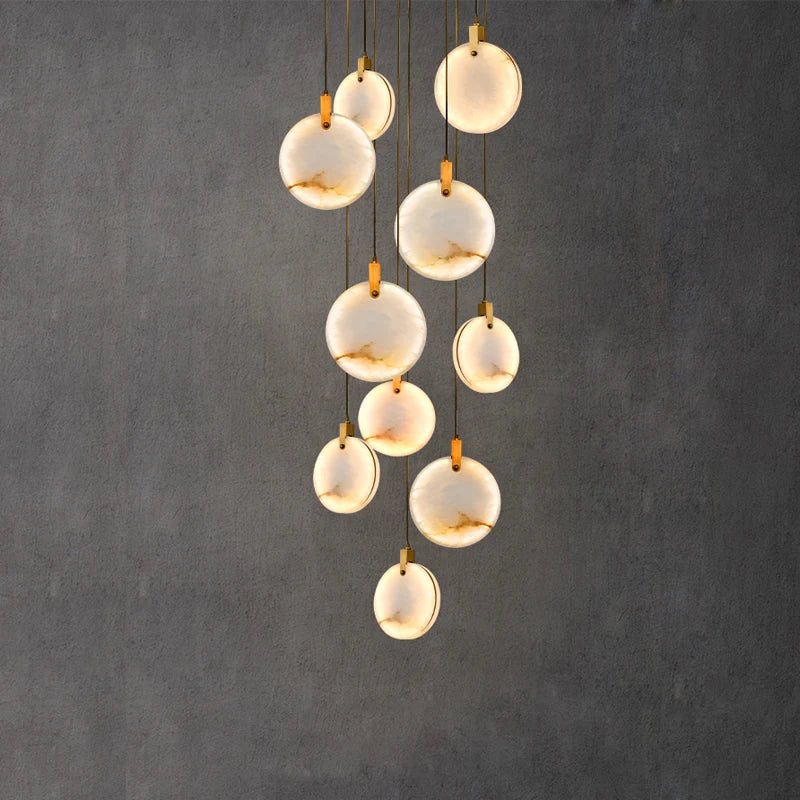 DecorBites™ 2025 Art Deco Marble Golden Lustre LED Chandelier Lighting
