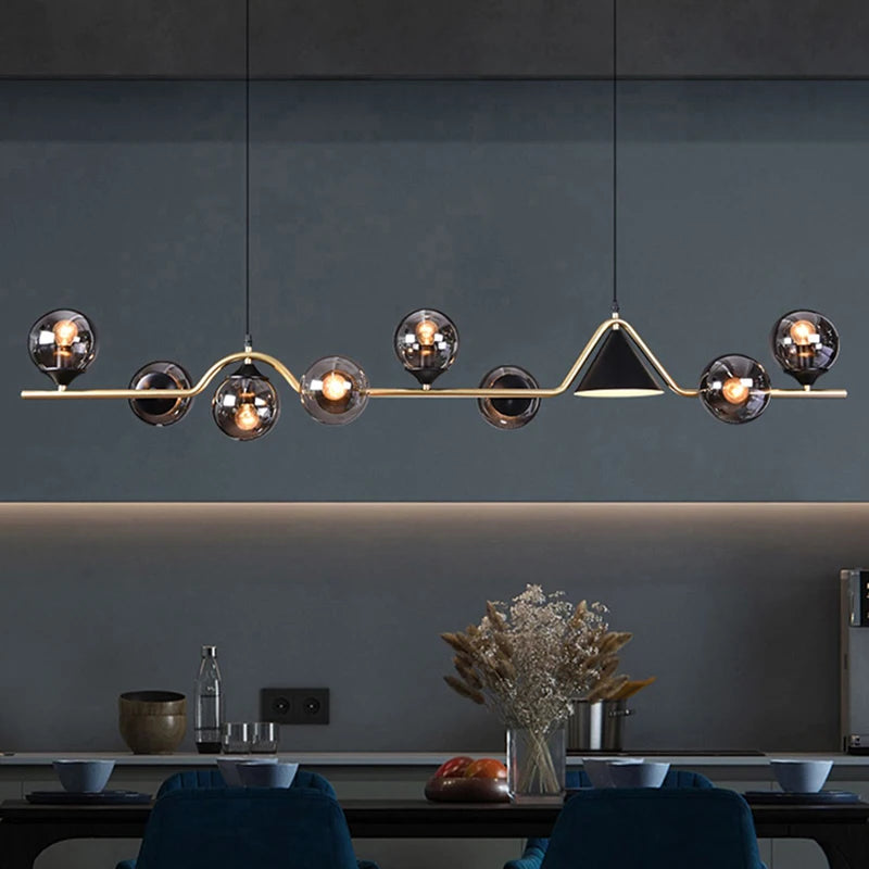 Nordic Glass Globe Pendant Chandelier in Smoky Grey