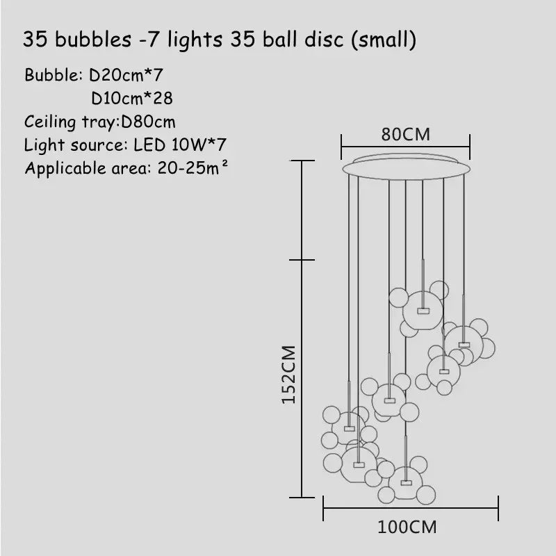 DecorBites™ Art Deco Glass Bubble Chandelier: Customized for Living Room, Dining Room, Bar