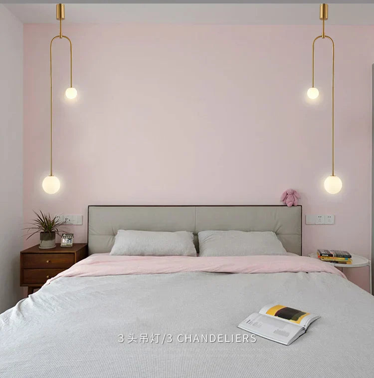 قلادة كرة زجاجية ذهبية من DecorBites™ - مصباح تعليق حديث لغرفة المعيشة وغرفة النوم