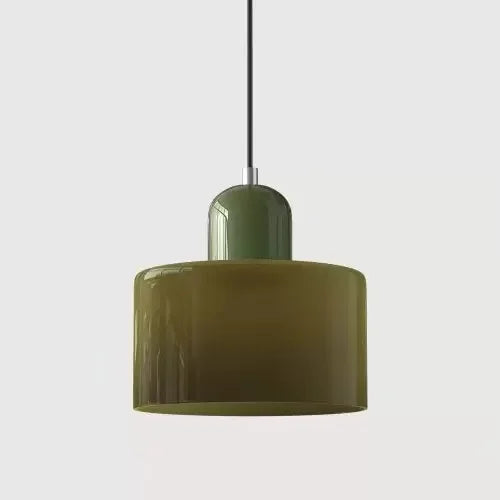 Vintage Stained Glass Mini Pendant Light in Pink Green White
