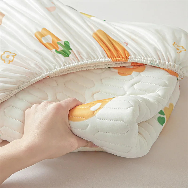DecorBites™ Cute Cartoon Pattern Cooling Fitted Sheet with Natural Latex Fabric