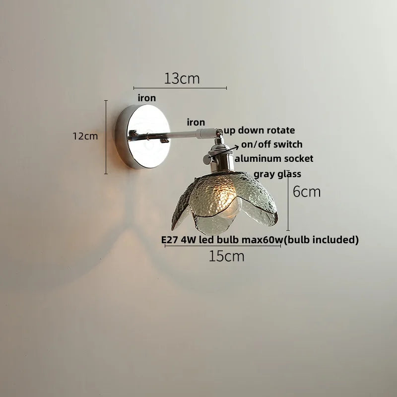 DecorBites™ Clear Glass LED Wall Lamp Pull Chain Switch Modern Up Down Rotatable Stair Light Fixtures