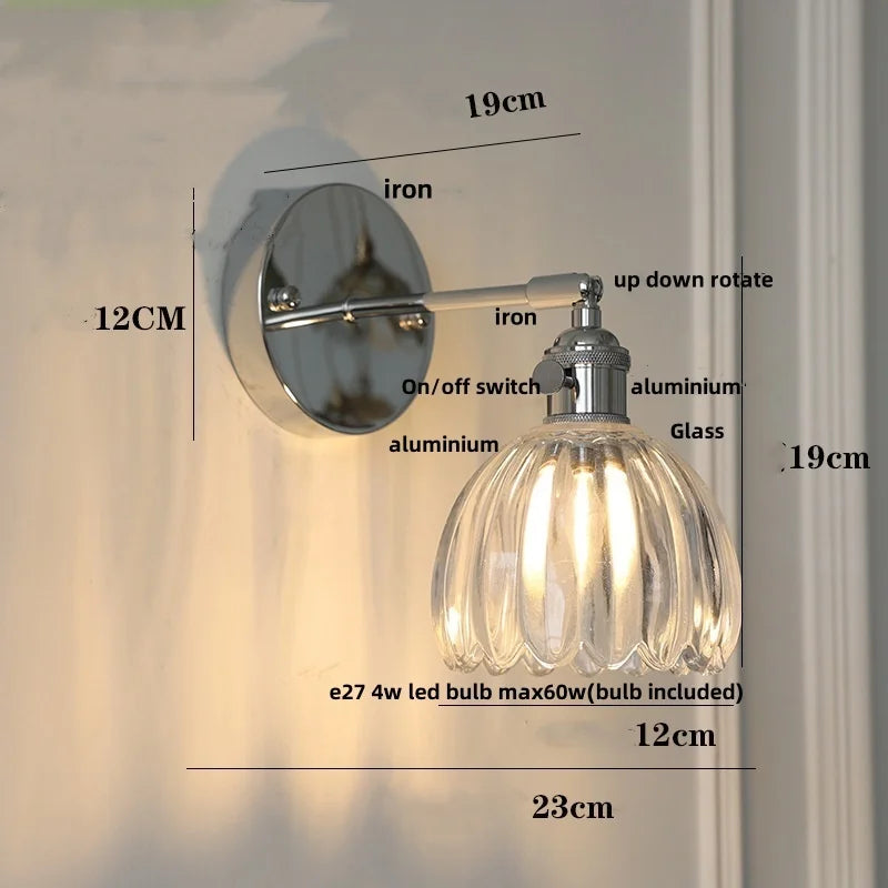 DecorBites™ Clear Glass Iron Wall Lamp - Dual Light Up Down Rotate for Home Décor