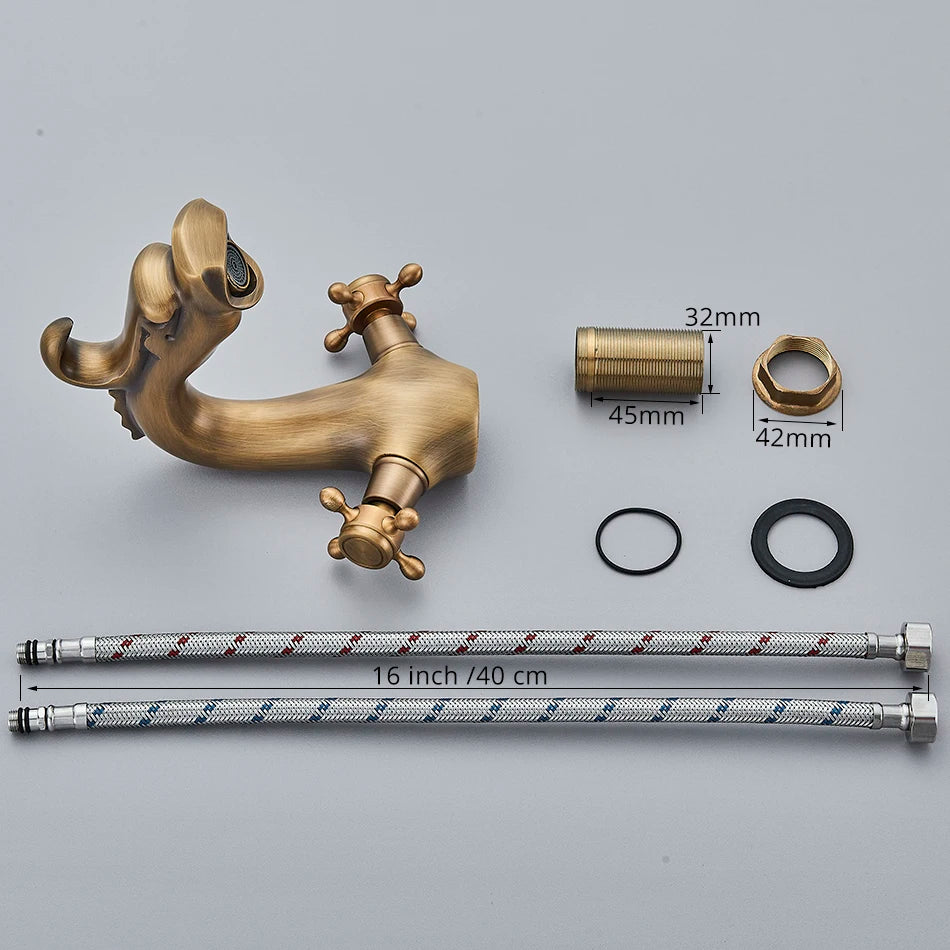 DecorBites™ Dragon Style Bathroom Basin Faucet with Hot Cold Water Mixer Tap