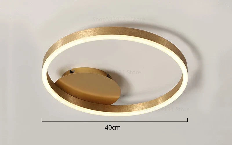 DecorBites™ مصباح سقف LED دائري ذهبي للقهوة مع غطاء مصباح أكريليك - وحدة إضاءة إبداعية لغرفة المعيشة