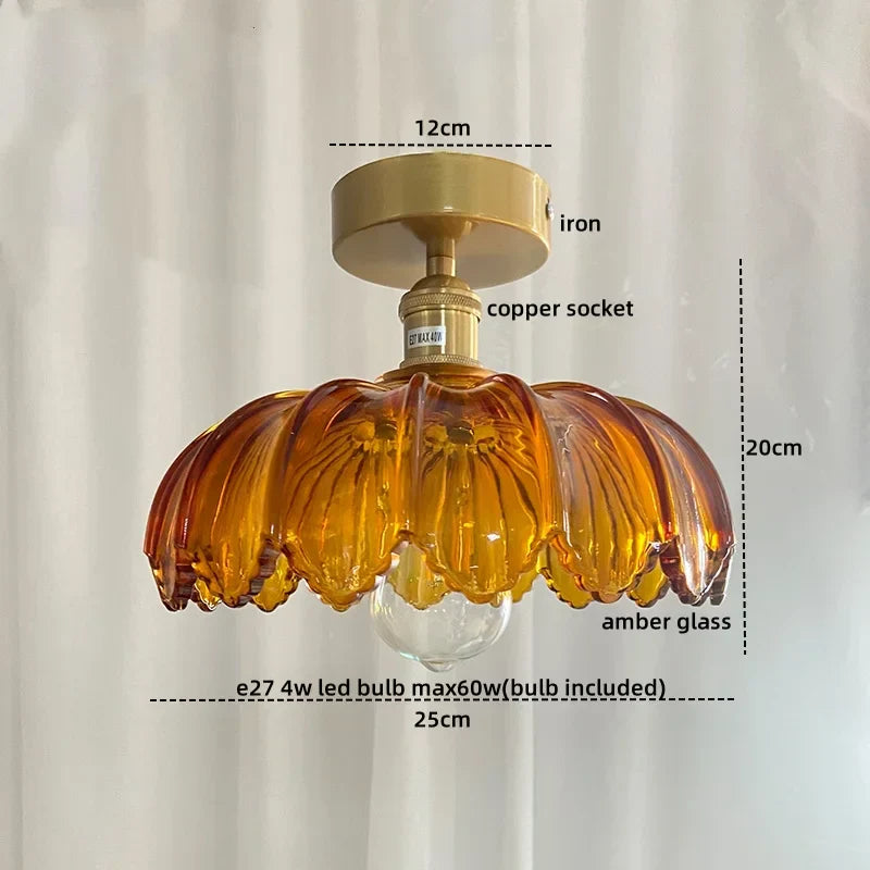 مصباح سقف LED زجاجي أخضر DecorBites™ نحاسي حديدي حديث لإضاءة المنزل