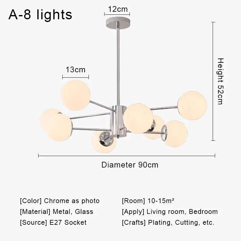 DecorBites™ Glass Ball LED Ceiling Chandelier for Modern Living Room and Bedroom