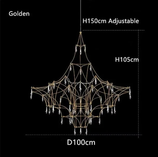 Italian Minimalist Crystal Pendant Light in Silver or Gold