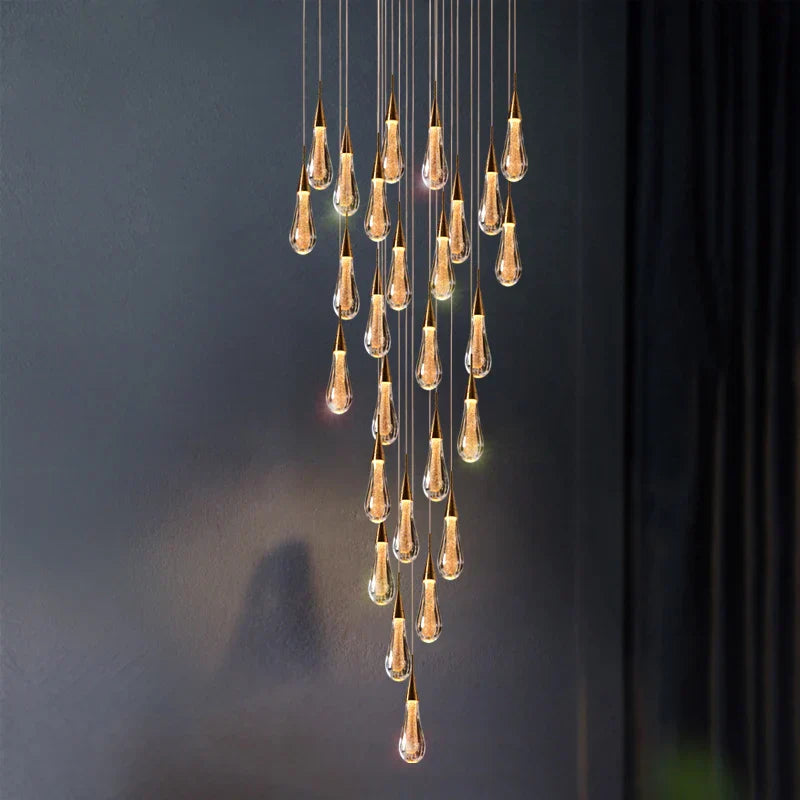 ثريا كريستال ذهبية من DecorBites™‎ للإضاءة العصرية لغرف المعيشة والطعام والسلالم