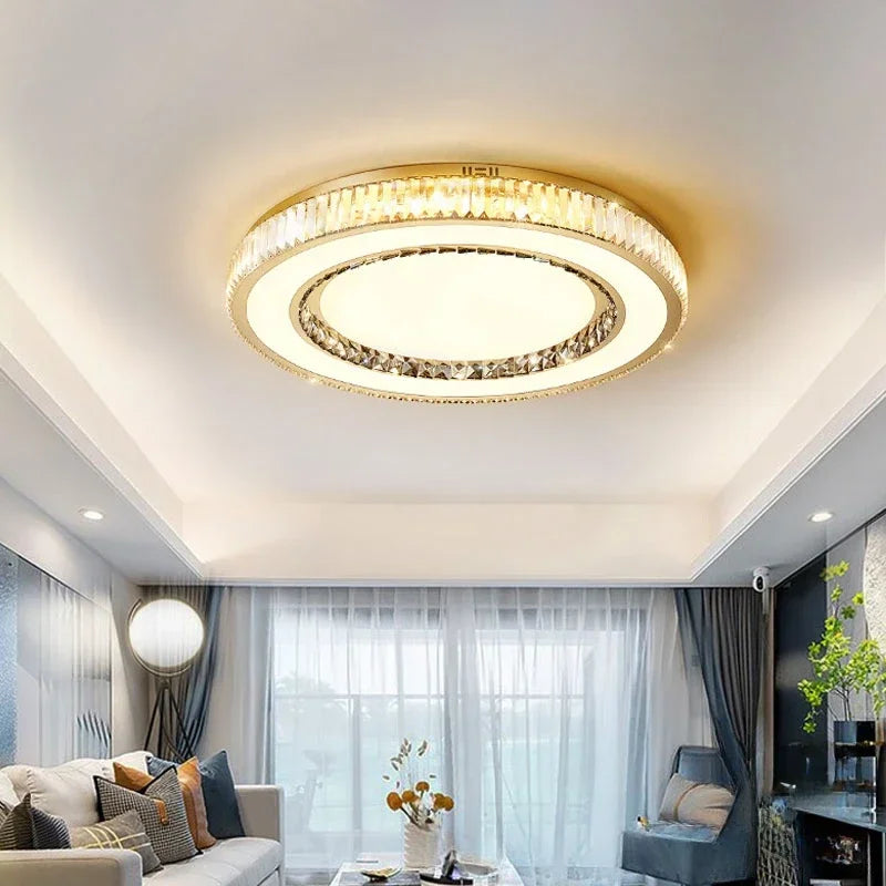 DecorBites™ Gold Crystal Ceiling Chandelier LED Fixture for Luxury Home Decor