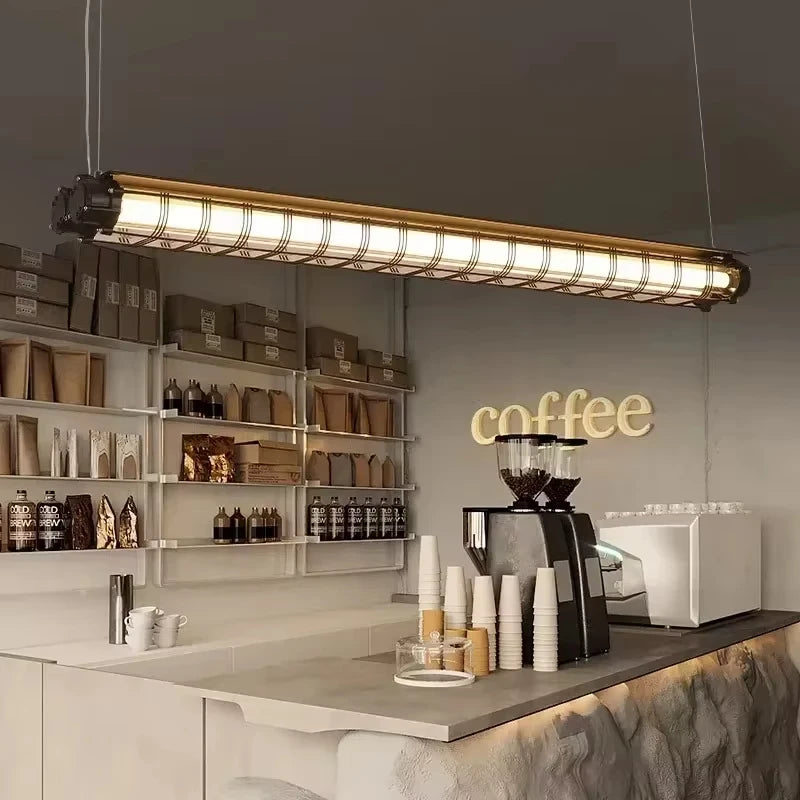 Retro Linear Glass Pendant Light In Polished Chrome