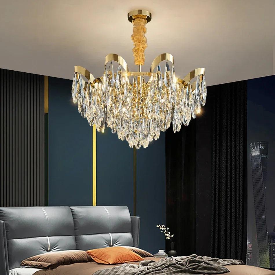 DecorBites™ LED Sunflower Crystal Ceiling Chandelier for Home Decor and Lighting Fixture